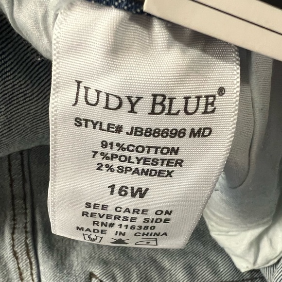 Judy Blue Mid Rise Bootcut Jeans Women's 16W Plaid Patch Adult New - Picture 14 of 14